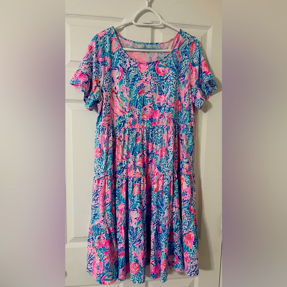 Lilly Pulitzer Jodee Swing Dress - Plumeria Pink Treasure Trove. - Size Large